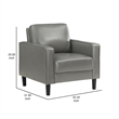 Rumi Accent Chair- Gray Faux Leather- Modern Track Arms- Foam Cushions