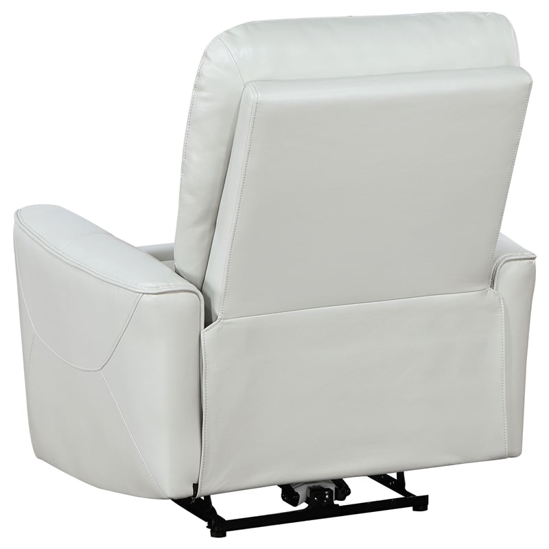 Lima Power Recliner Chair- Ivory Faux Leather- USB Port- Foam Cushions