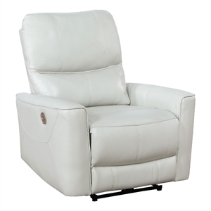 Lima Power Recliner Chair- Ivory Faux Leather- USB Port- Foam Cushions