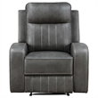 Josen Manual Recliner Chair- Gray Faux Leather- Cushioned Stitched Details