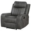 Josen Manual Recliner Chair- Gray Faux Leather- Cushioned Stitched Details