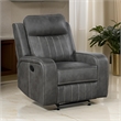 Josen Manual Recliner Chair- Gray Faux Leather- Cushioned Stitched Details