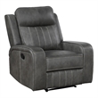 Josen Manual Recliner Chair- Gray Faux Leather- Cushioned Stitched Details
