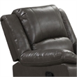 Lizzy Manual Glider Recliner Chair- Pillow Arms- Solid Wood- Gray Leather