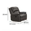 Lizzy Manual Glider Recliner Chair- Pillow Arms- Solid Wood- Gray Leather
