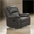 Lizzy Manual Glider Recliner Chair- Pillow Arms- Solid Wood- Gray Leather