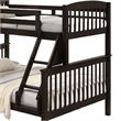 Bruke Twin/Full Size Bunk Bed with Ladder- Slatted Brown Solid Hardwood