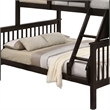 Bruke Twin/Full Size Bunk Bed with Ladder- Slatted Brown Solid Hardwood