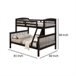 Bruke Twin/Full Size Bunk Bed with Ladder- Slatted Brown Solid Hardwood