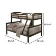 Bruke Twin/Full Size Bunk Bed with Ladder- Slatted Gray Solid Hardwood