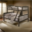 Bruke Twin/Full Size Bunk Bed with Ladder- Slatted Gray Solid Hardwood