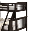 Bruke Twin/Full Bunk Bed with Ladder- Slatted Cherry Brown Solid Hardwood