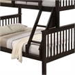 Bruke Twin/Full Bunk Bed with Ladder- Slatted Cherry Brown Solid Hardwood