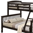 Bruke Twin/Full Bunk Bed with Ladder- Slatted Cherry Brown Solid Hardwood