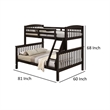Bruke Twin/Full Bunk Bed with Ladder- Slatted Cherry Brown Solid Hardwood
