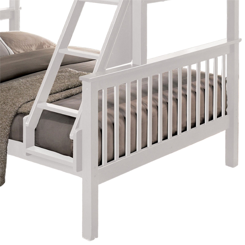 Bruke Twin/Full Size Bunk Bed with Ladder- Slatted White Solid Hardwood