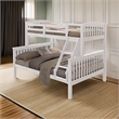 Bruke Twin/Full Size Bunk Bed with Ladder- Slatted White Solid Hardwood