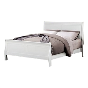 Ryla Queen Size Bed- Sleek Modern Panel Headboard Design- White Solid Wood