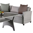 Maria 3 Piece Outdoor Patio Dining Set- L Sectional Sofa with Table- Black