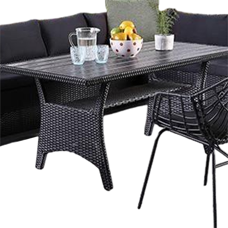 Maria 5pc Outdoor Patio Dining Set- Sectional Sofa- Table- 2 Chairs- Black