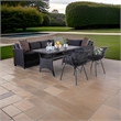 Maria 5pc Outdoor Patio Dining Set- Sectional Sofa- Table- 2 Chairs- Black