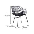 Niya Patio Chair Set of 2- Polyester- Black Steel- Outdoor Rattan Wicker