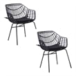 Niya Patio Chair Set of 2- Polyester- Black Steel- Outdoor Rattan Wicker