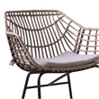 Niya Patio Chair Set of 2- Black Steel- Gray- Brown Outdoor Rattan Wicker