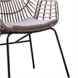 Niya Patio Chair Set of 2- Black Steel- Gray- Brown Outdoor Rattan Wicker