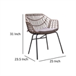 Niya Patio Chair Set of 2- Black Steel- Gray- Brown Outdoor Rattan Wicker