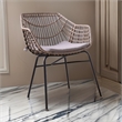 Niya Patio Chair Set of 2- Black Steel- Gray- Brown Outdoor Rattan Wicker