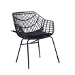 Zyan 3pc Outdoor Set- 2 Accent Chairs with Table- Black Steel- Brown Rattan