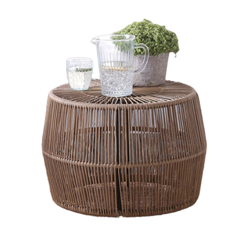 Zyan 3pc Outdoor Set- 2 Accent Chairs with Table- Black Steel- Brown Rattan