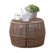 Zyan 3pc Outdoor Set- 2 Accent Chairs with Table- Black Steel- Brown Rattan