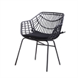 Zyan 3pc Outdoor Set- 2 Accent Chairs with Table- Black Steel- Brown Rattan