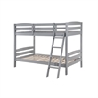 Hina Twin Bunk Bed- Angled Ladder- Sturdy Slat Design- Gray Solid Wood