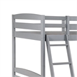 Hina Twin Bunk Bed- Angled Ladder- Sturdy Slat Design- Gray Solid Wood