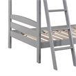 Hina Twin Bunk Bed- Angled Ladder- Sturdy Slat Design- Gray Solid Wood