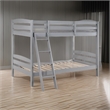 Hina Twin Bunk Bed- Angled Ladder- Sturdy Slat Design- Gray Solid Wood