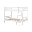 Hina Twin Bunk Bed- Angled Ladder- Sturdy Slat Design- White Solid Wood