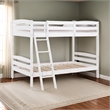 Hina Twin Bunk Bed- Angled Ladder- Sturdy Slat Design- White Solid Wood