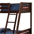Emily Twin Over Full Bunk Bed with Ladder- 2 Drawers- Espresso Brown Wood