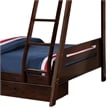 Emily Twin Over Full Bunk Bed with Ladder- 2 Drawers- Espresso Brown Wood
