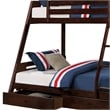 Emily Twin Over Full Bunk Bed with Ladder- 2 Drawers- Espresso Brown Wood