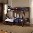 Emily Twin Over Full Bunk Bed with Ladder- 2 Drawers- Espresso Brown Wood