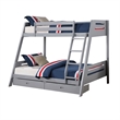 Emily Twin Over Full Bunk Bed with Ladder- 2 Drawers- Gray Solid Wood