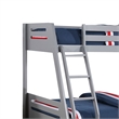 Emily Twin Over Full Bunk Bed with Ladder- 2 Drawers- Gray Solid Wood