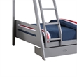 Emily Twin Over Full Bunk Bed with Ladder- 2 Drawers- Gray Solid Wood