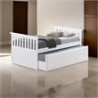 Clen Twin Captain Bed- Trundle with 3 Drawer Storage- White Solid Hardwood