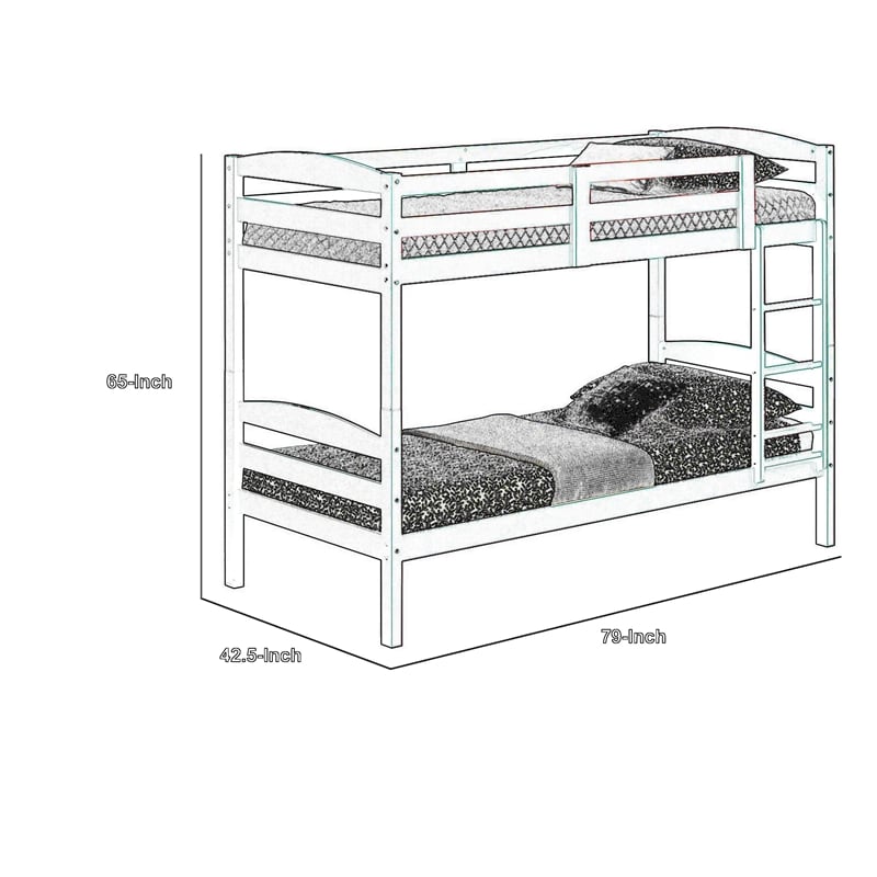 Sifa Twin Bunk Bed- Convenient Ladder- Arch Slat Design- Espresso Brown